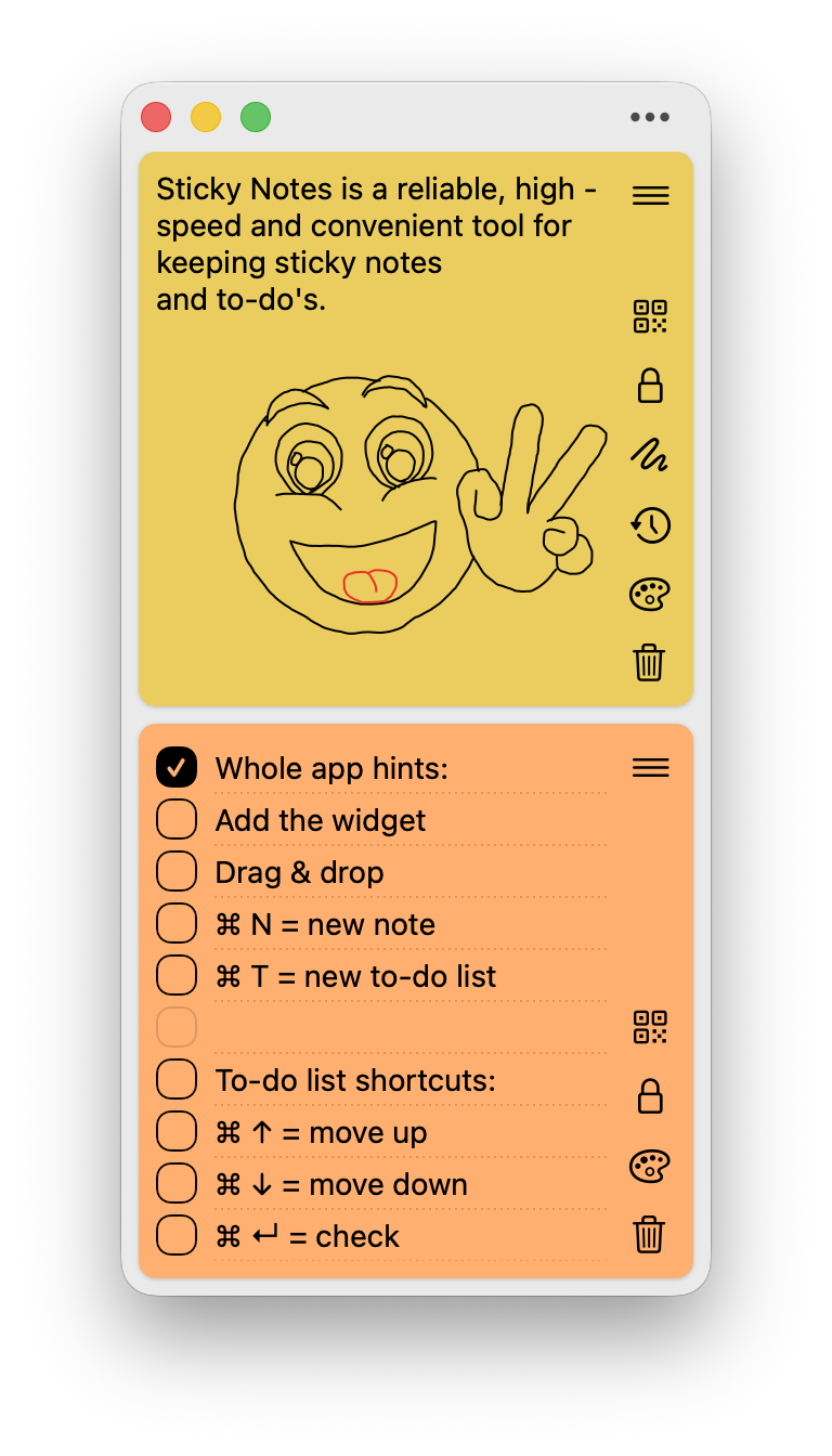Sticky Notes macOS window